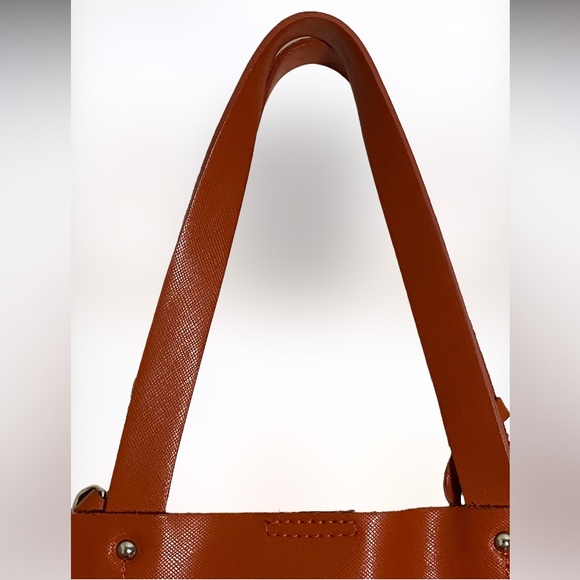PULICATI Red Saffiano Genuine Italian Leather Large Shopper Tote Bag with Strap - Picture 5 of 14